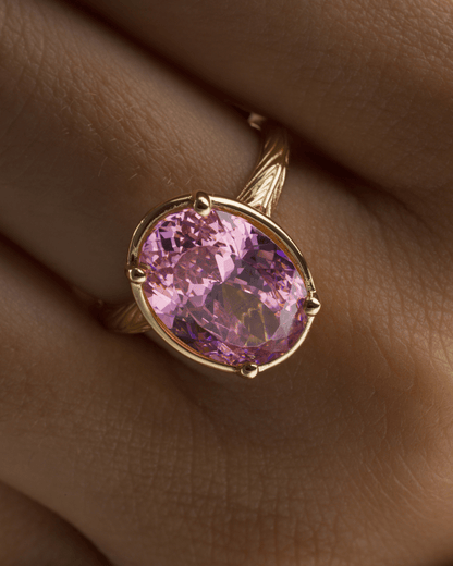 Sterling Silver Oval Cut Pink Sapphire CZ Cocktail Ring