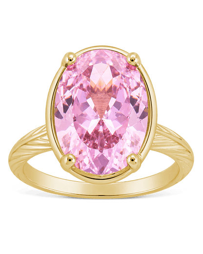 Sterling Silver Oval Cut Pink Sapphire CZ Cocktail Ring