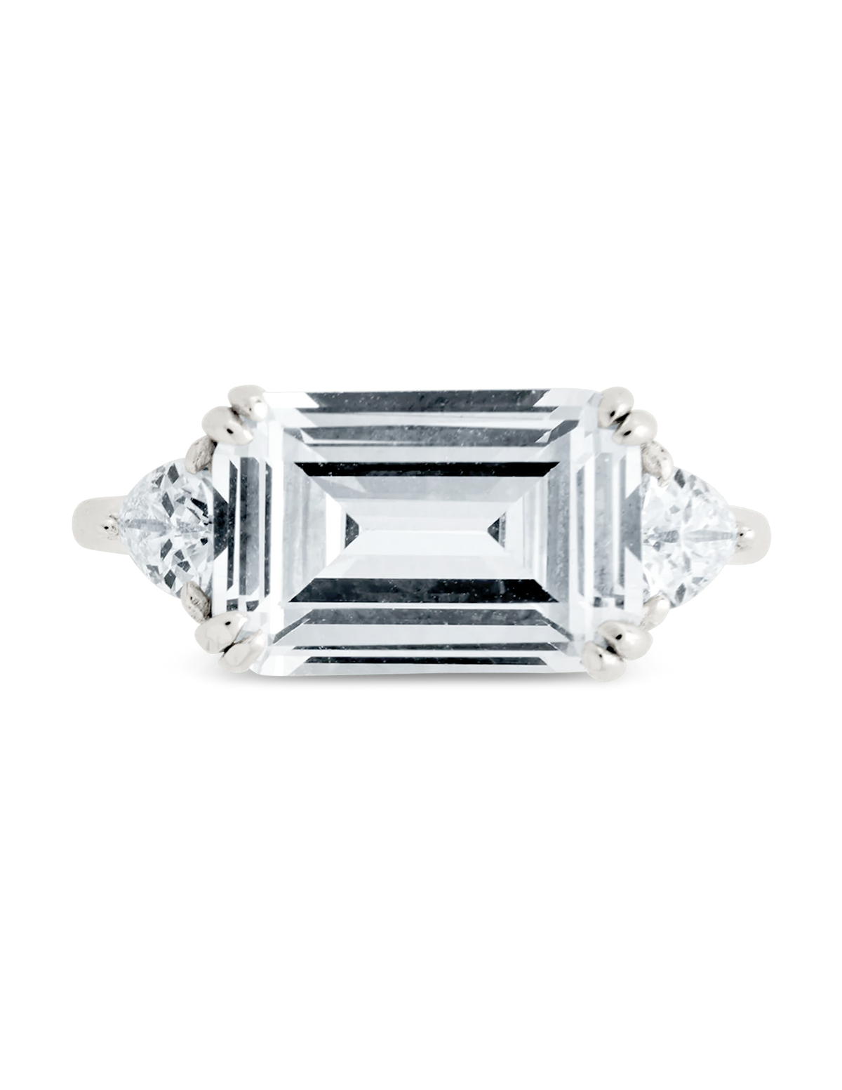 Sterling Silver Emerald & Trillion Ring