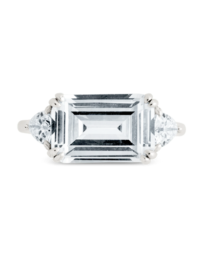 Sterling Silver Emerald & Trillion Ring