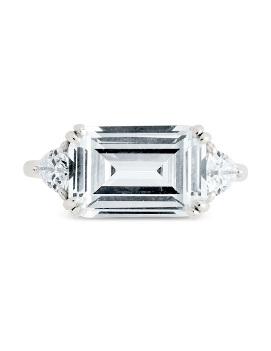 Sterling Silver Emerald & Trillion Ring