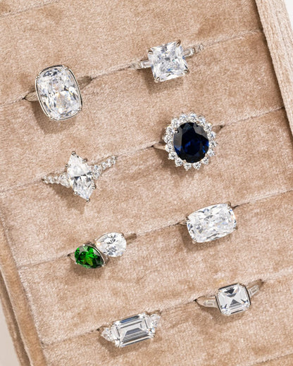 Sterling Silver Emerald & Trillion Ring