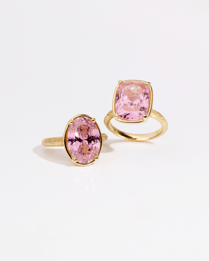 Sterling Silver Oval Cut Pink Sapphire CZ Cocktail Ring